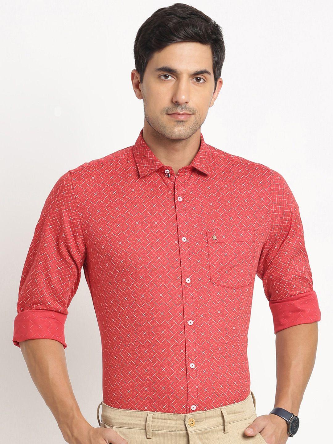 turtle relaxed slim fit micro ditsy printed pure cotton casual shirt