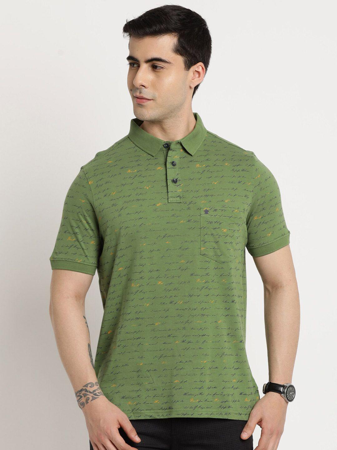 turtle typography printed polo collar pure cotton slim fit t-shirt