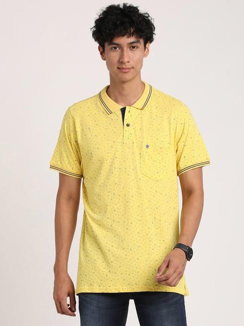 turtle yellow slim fit printed polo t-shirt