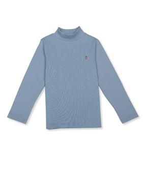turtleneck top with logo embroidery