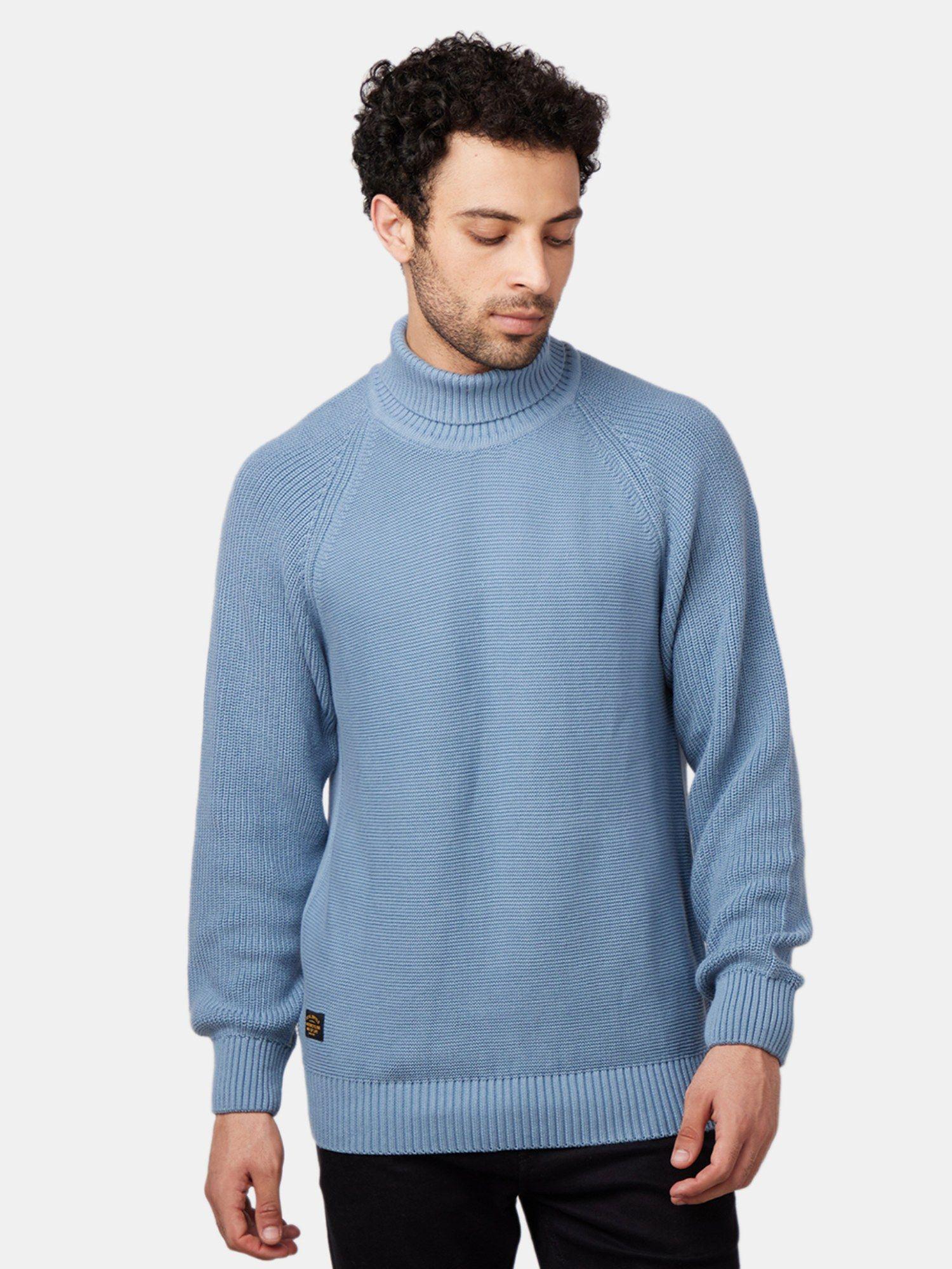 turtleneck blue sweater