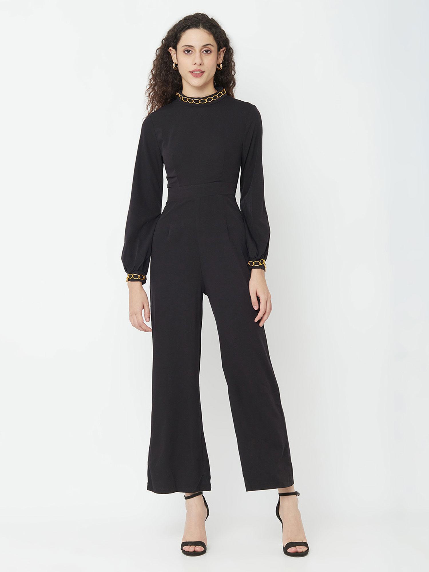 turtleneck long sleeve wide leg jumpsuit