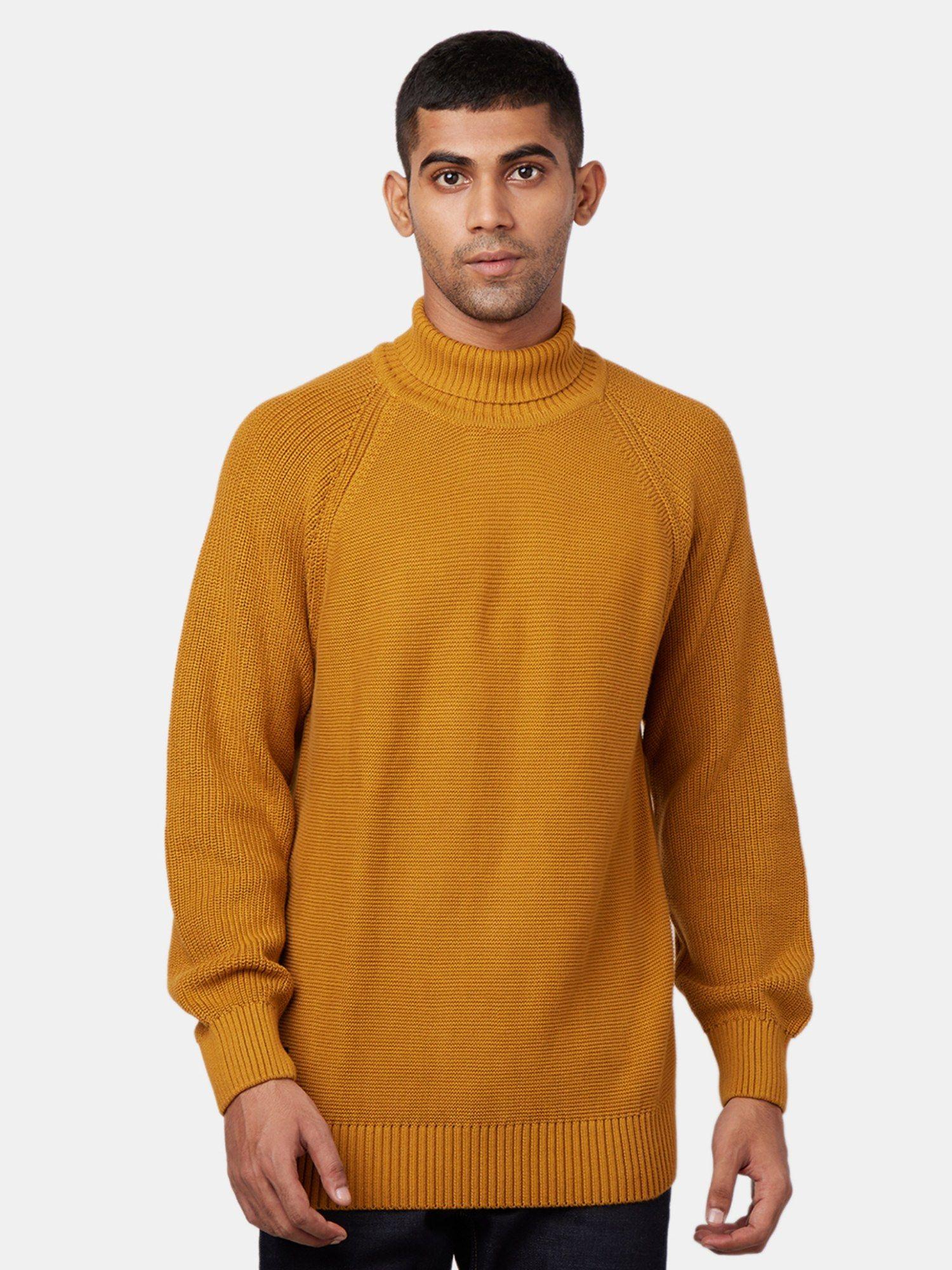 turtleneck mustard sweater