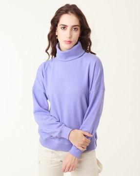 turtleneck pullover with drop-shoulder sleeves