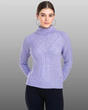 turtleneck pullover with raglan sleeves