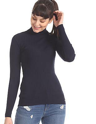 turtleneck rib knit top