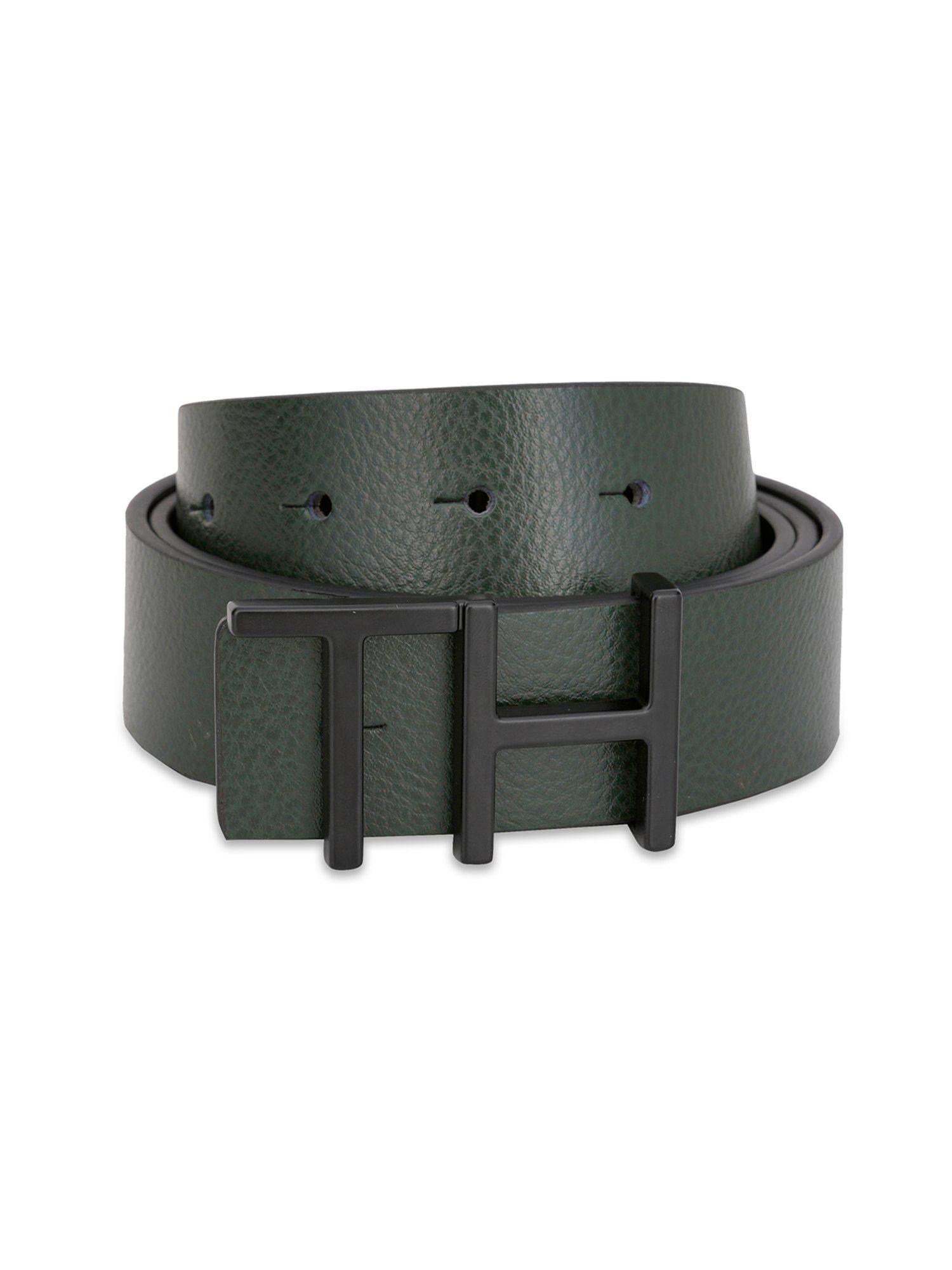 tuscola men reversible leather belt - olive & black