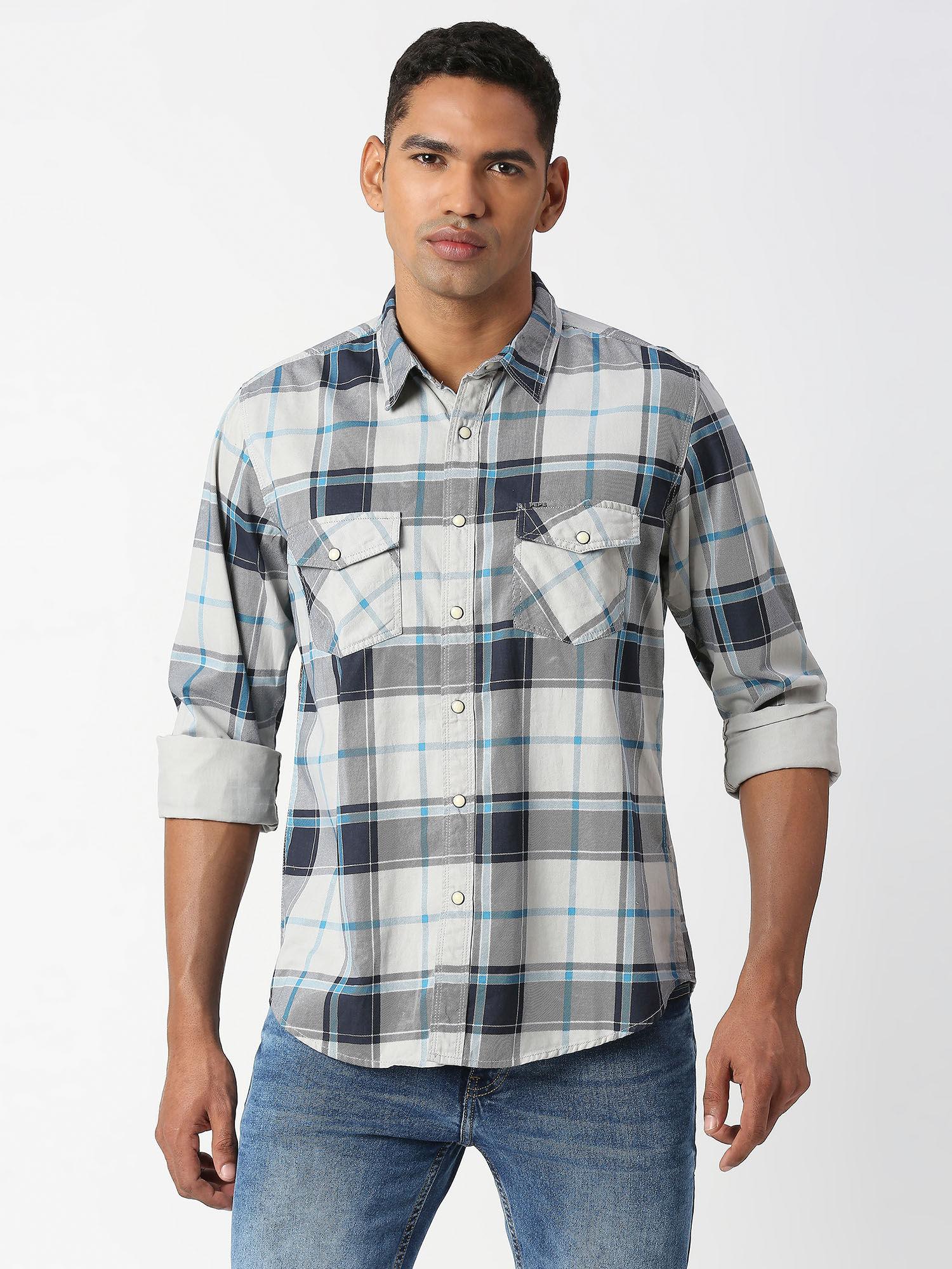 tusker full sleeves printed checks casual shirt