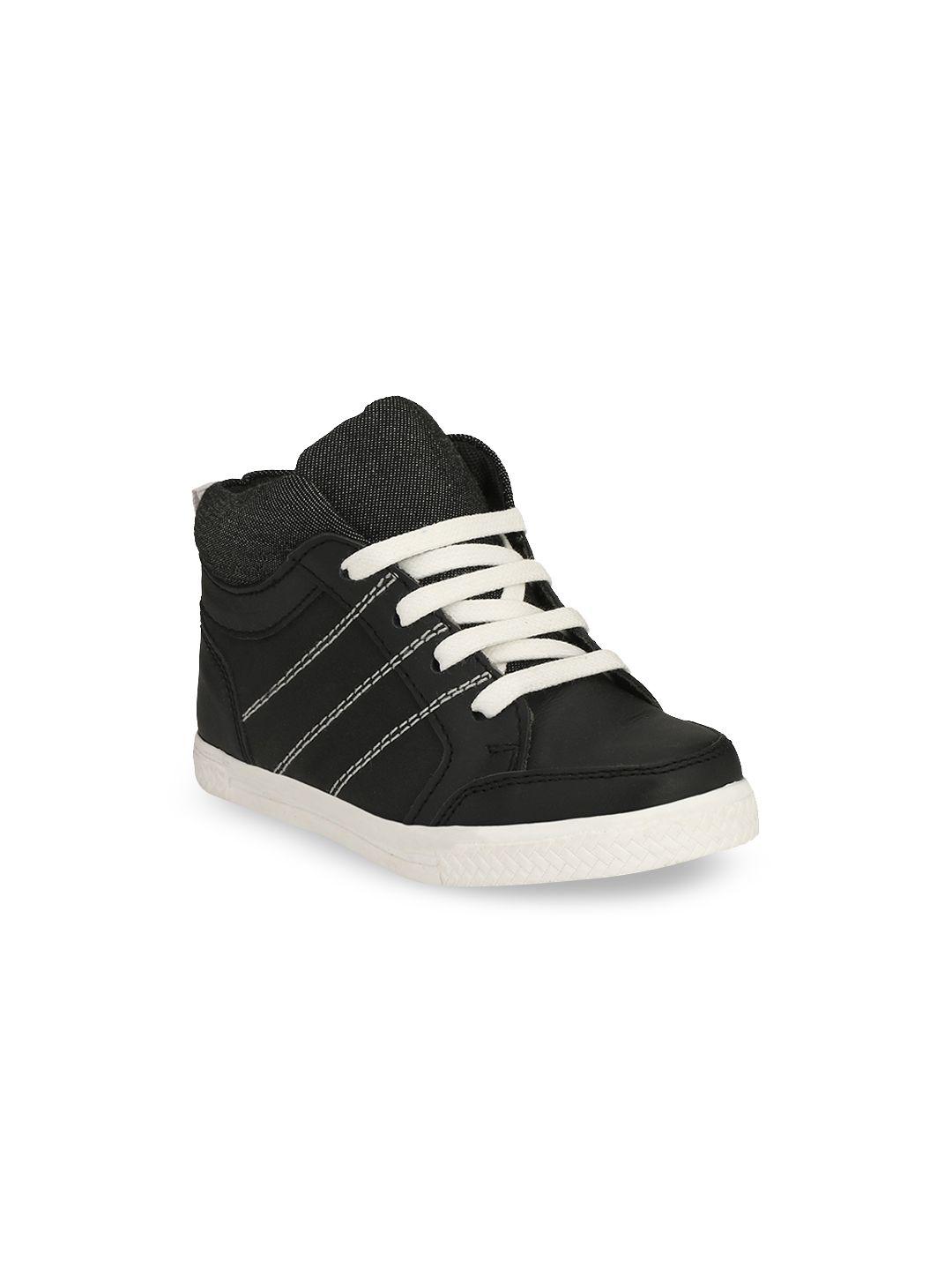 tuskey boys black solid leather high-top genuine leather breathable sneakers