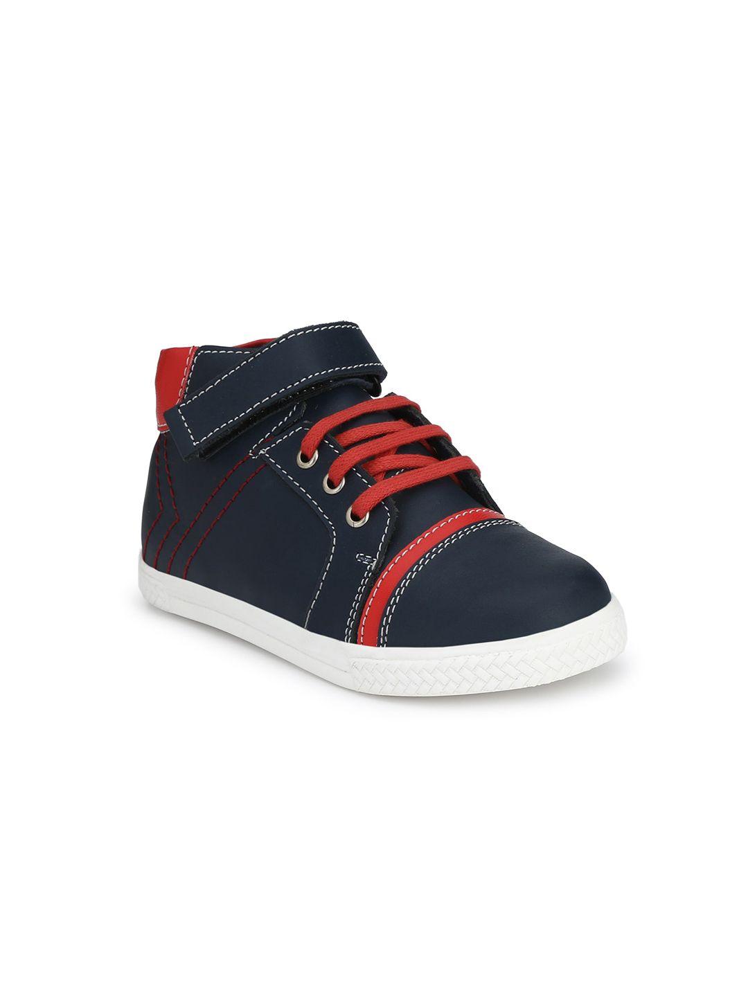 tuskey boys navy blue & red leather sneakers