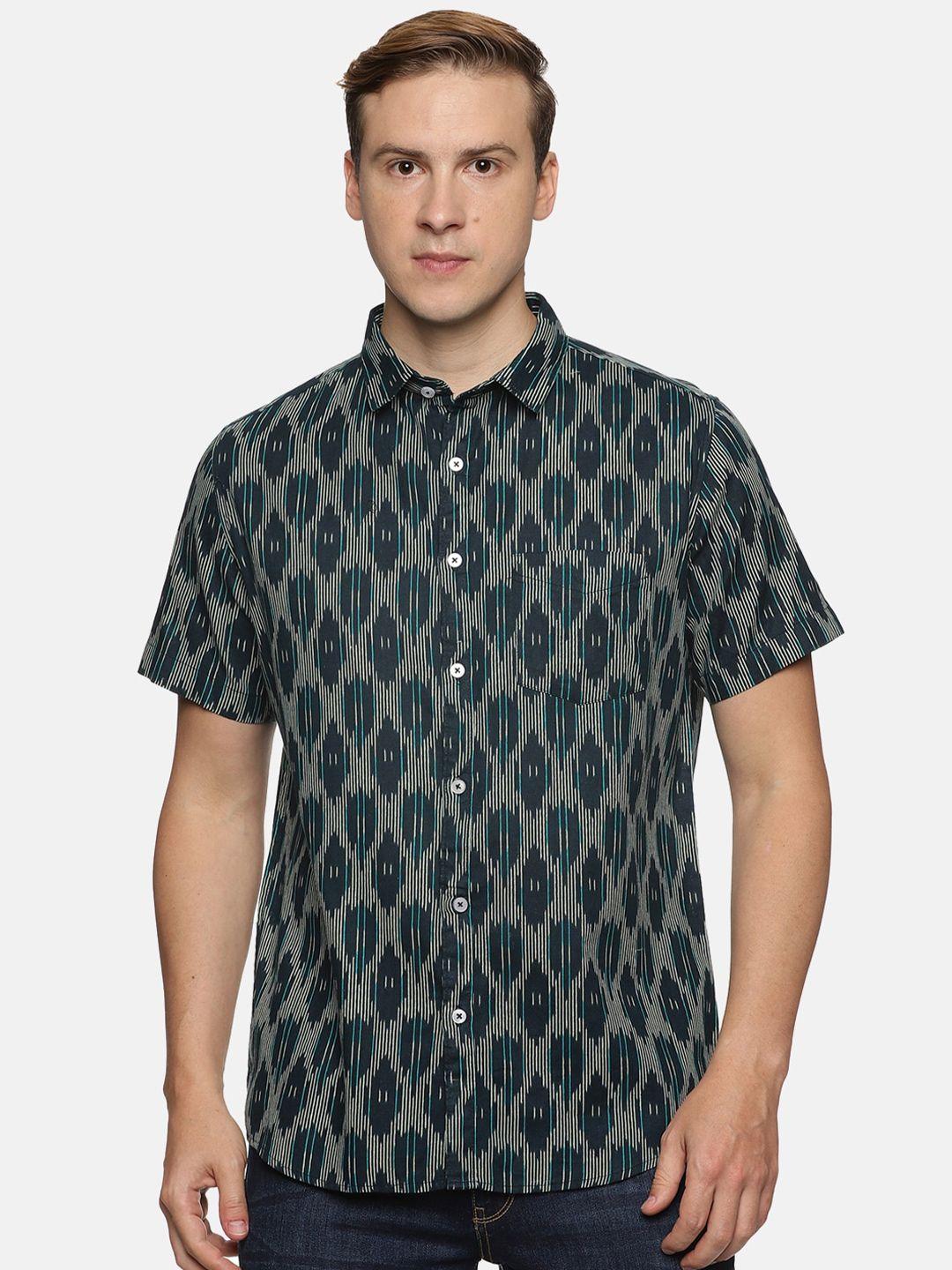 tusok men geometric printed cotton casual shirt