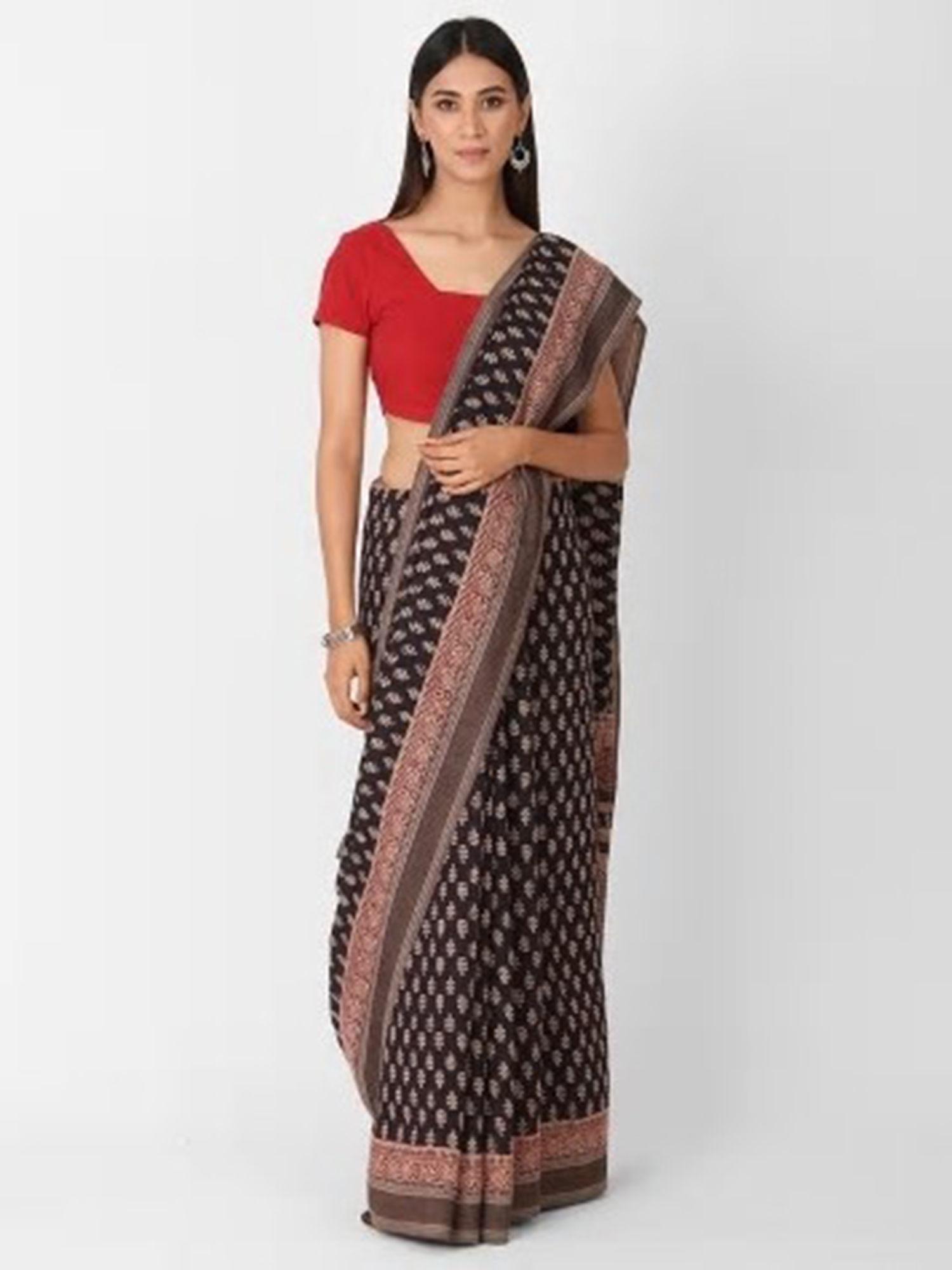 tussar cotton printed sari