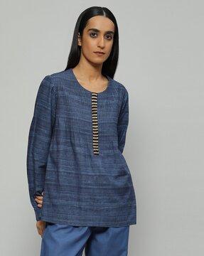 tussar print top