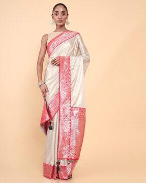 tussar saree with tassels