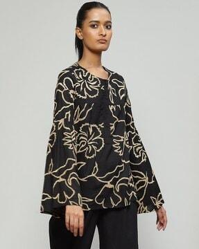tussar silk embroidered floral top