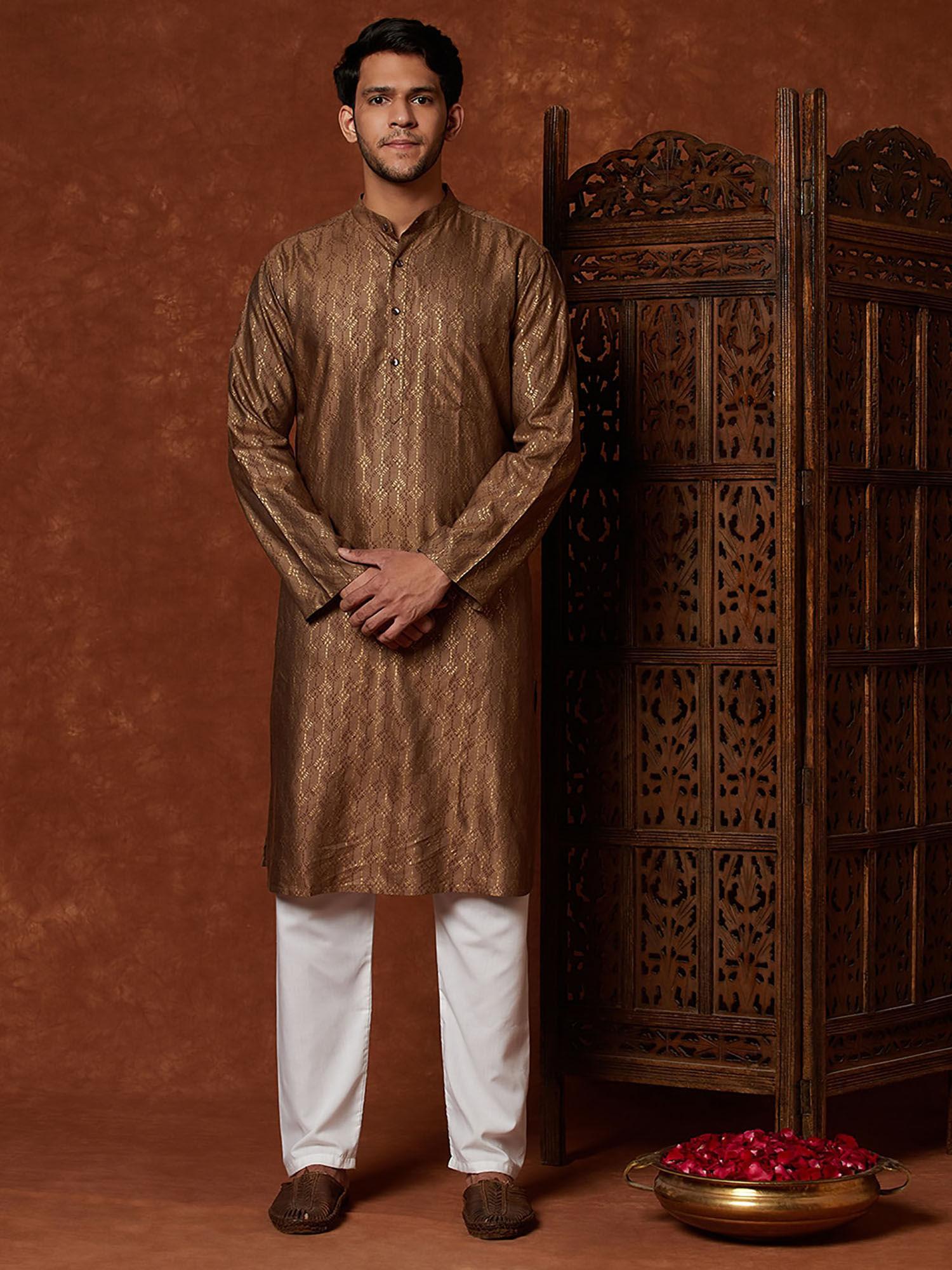 tussar silk printed long kurta