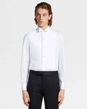 tuxedo cotton shirt with wing collar