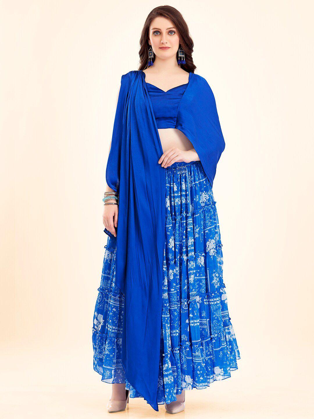 twam sundara printed ready to wear lehenga & blouse with attached dupatta