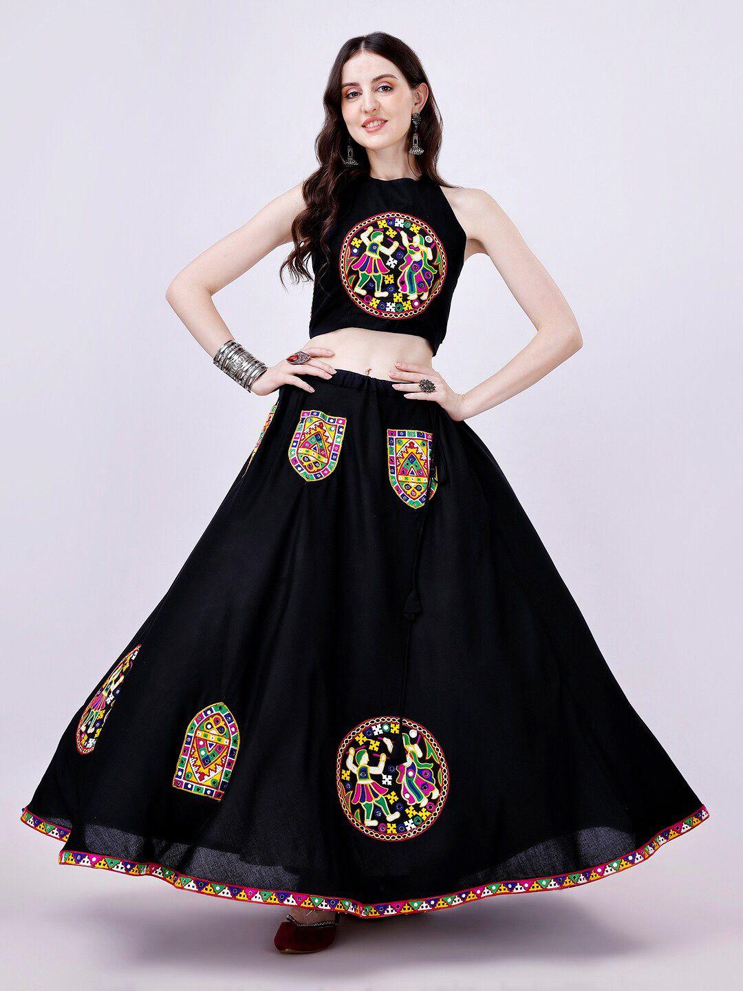 twam sundara embroidered patchwork cotton ready to wear lehenga & blouse with dupatta