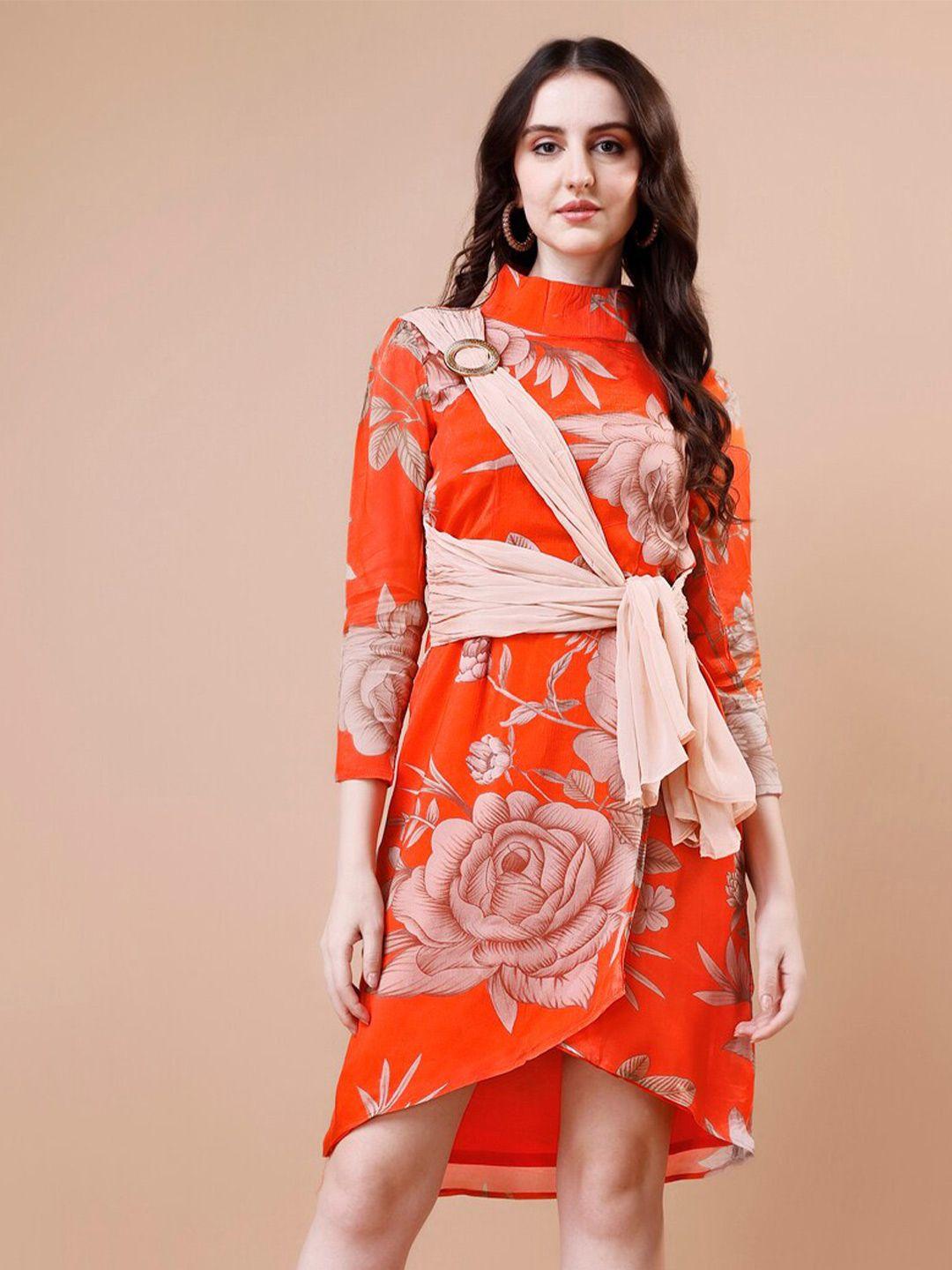 twam sundara floral printed puff sleeves a-line dress