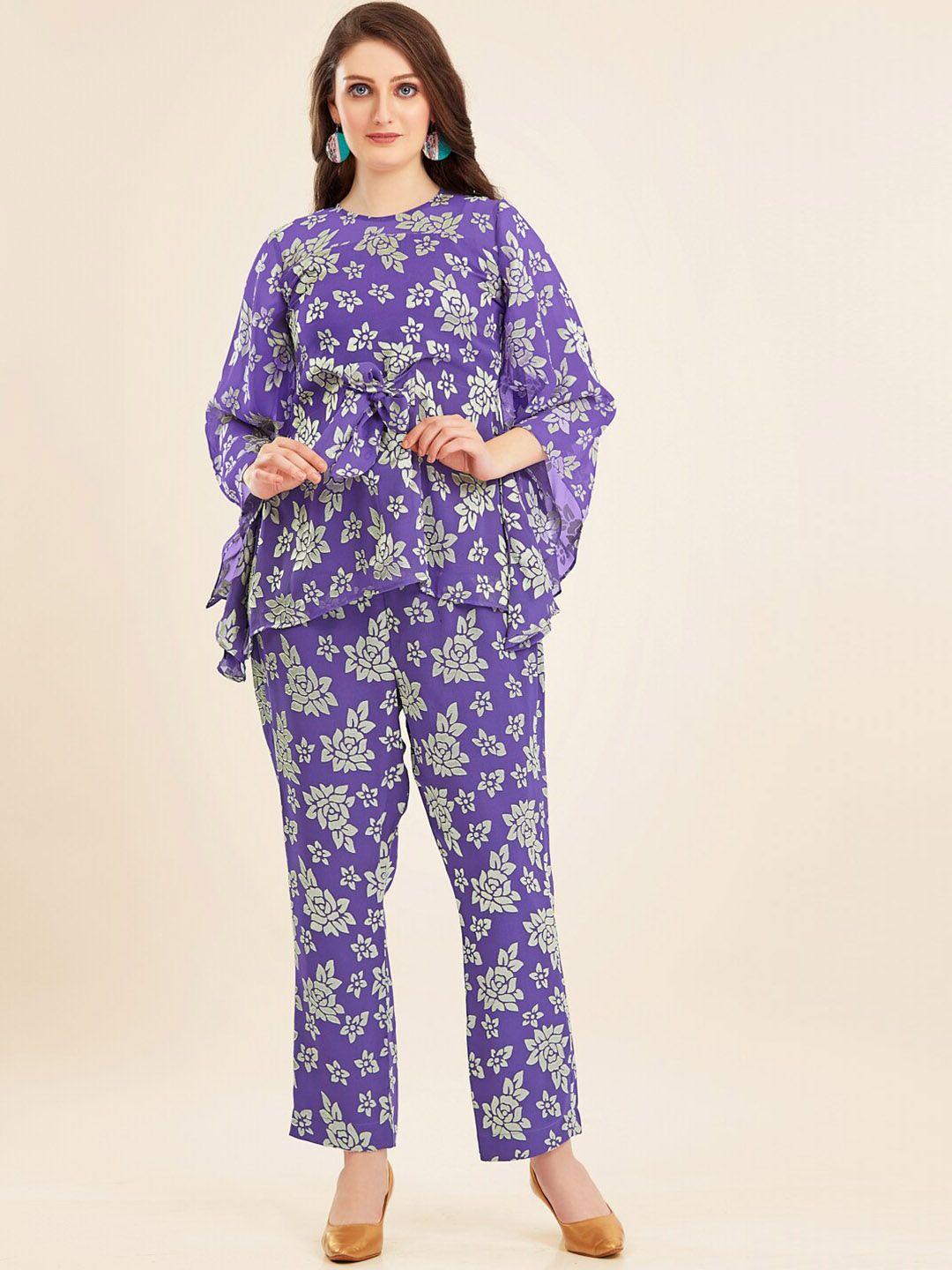 twam sundara floral printed top with trousers