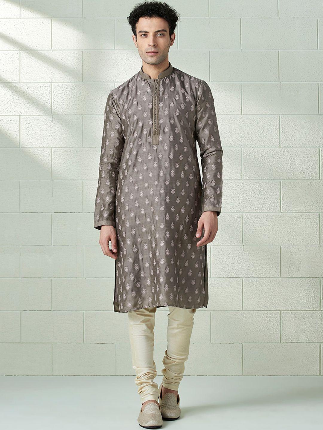 twamev embroidered art silk regular kurta with pyjamas