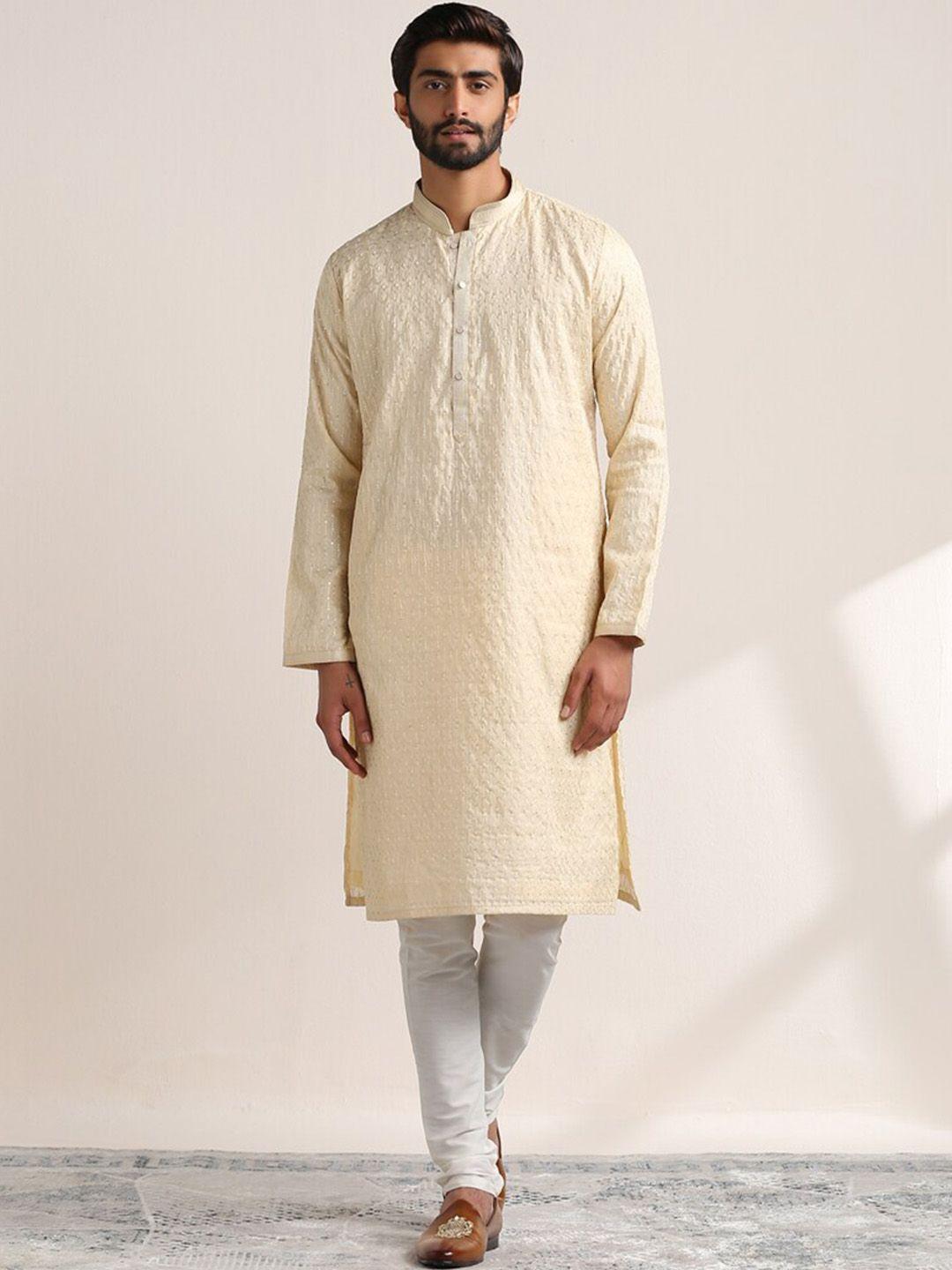 twamev ethnic motif embroidered regular straight kurta with churidar