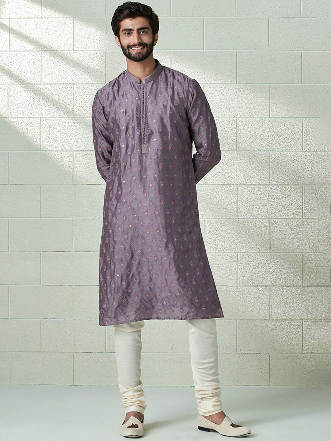 twamev ethnic motifs embroidered kurta with pyjamas