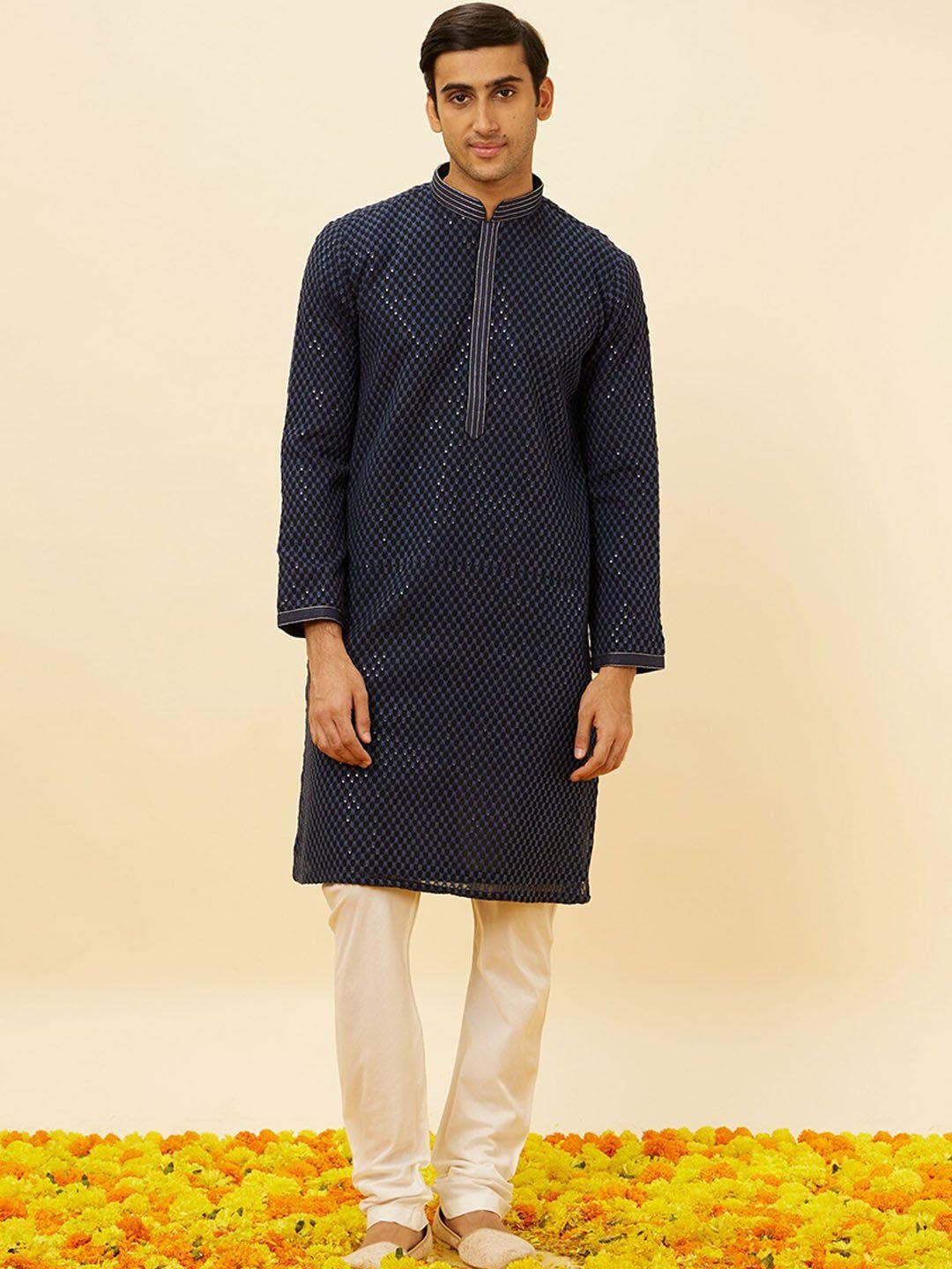 twamev floral embroidered regular kurta with churidar