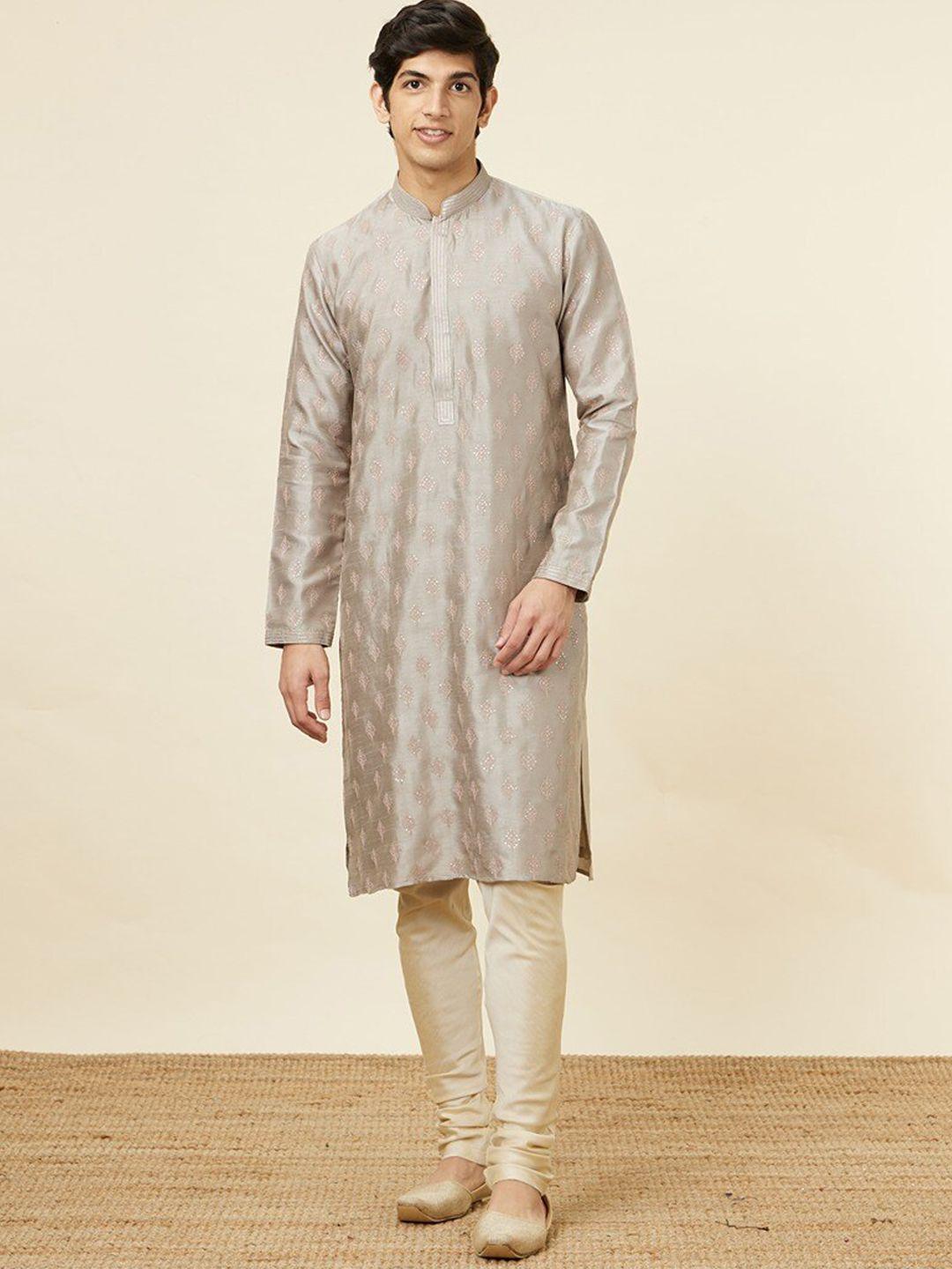 twamev geometric embroidered sequinned kurta with pyjamas