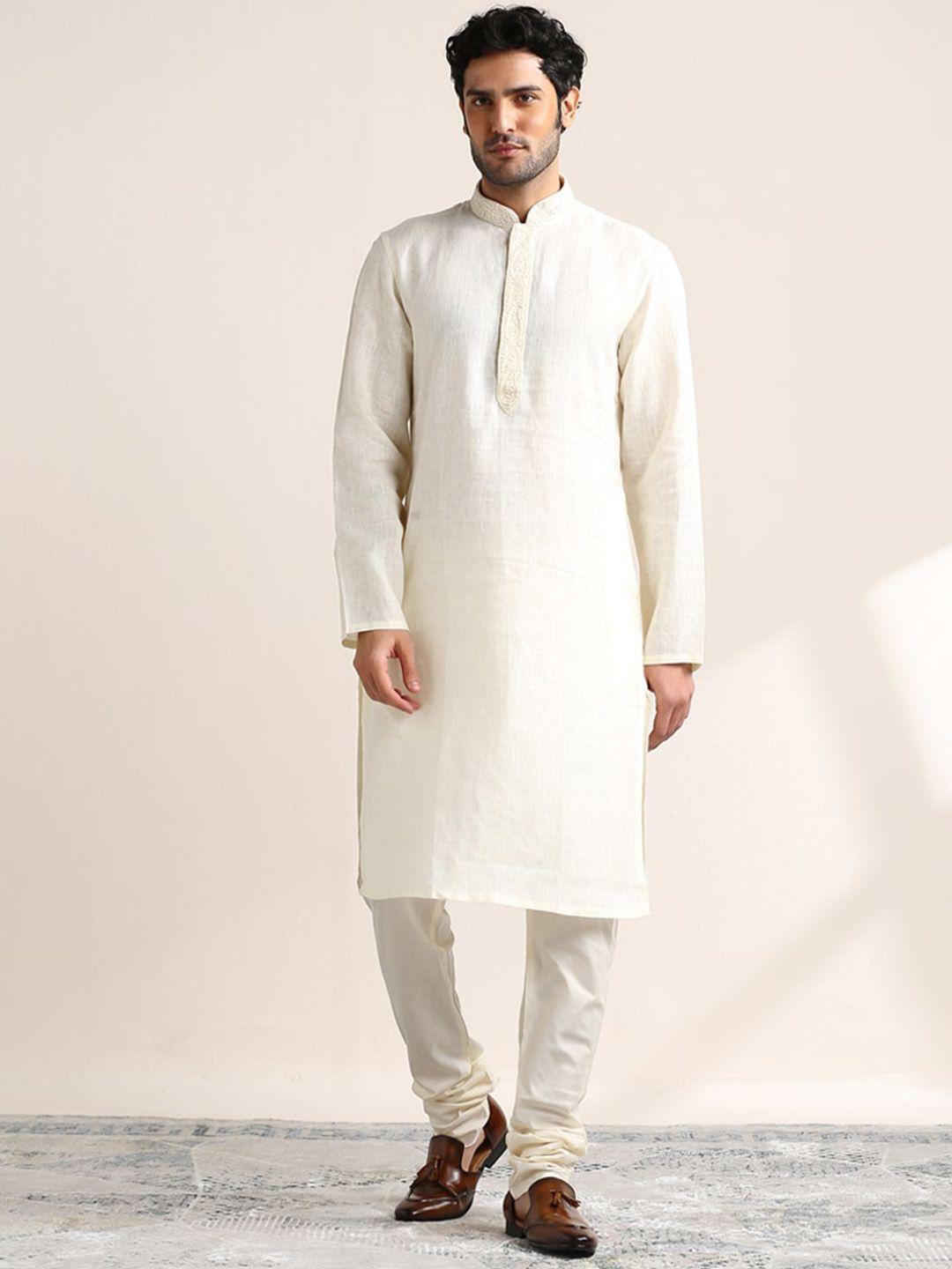 twamev mandarin collar kurta with churidar