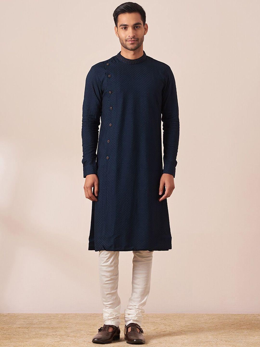 twamev textured thread work kurta with churidar