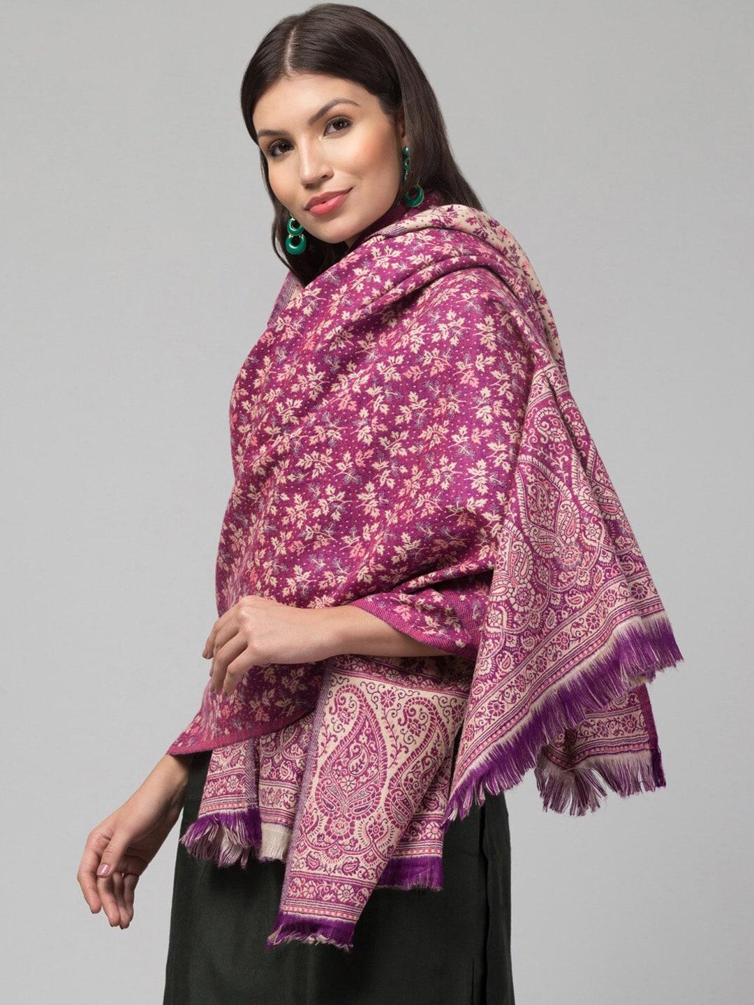 tweedle floral woven-design woollen shawl