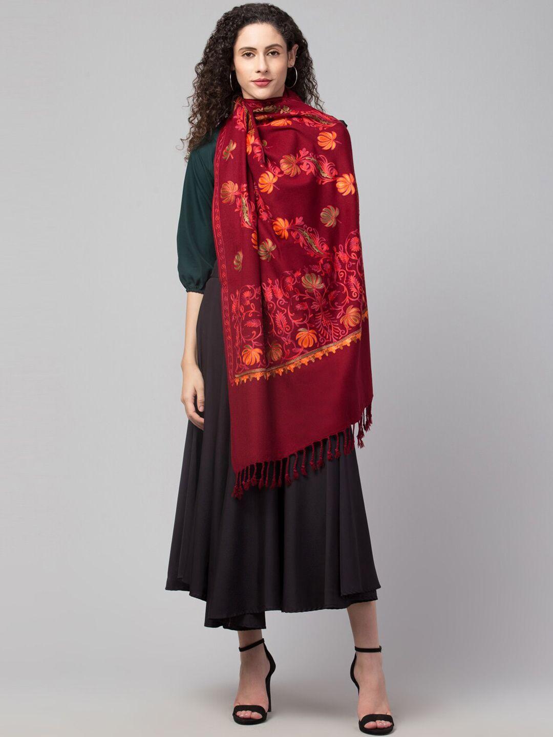 tweedle aari embroidered woolen shawl