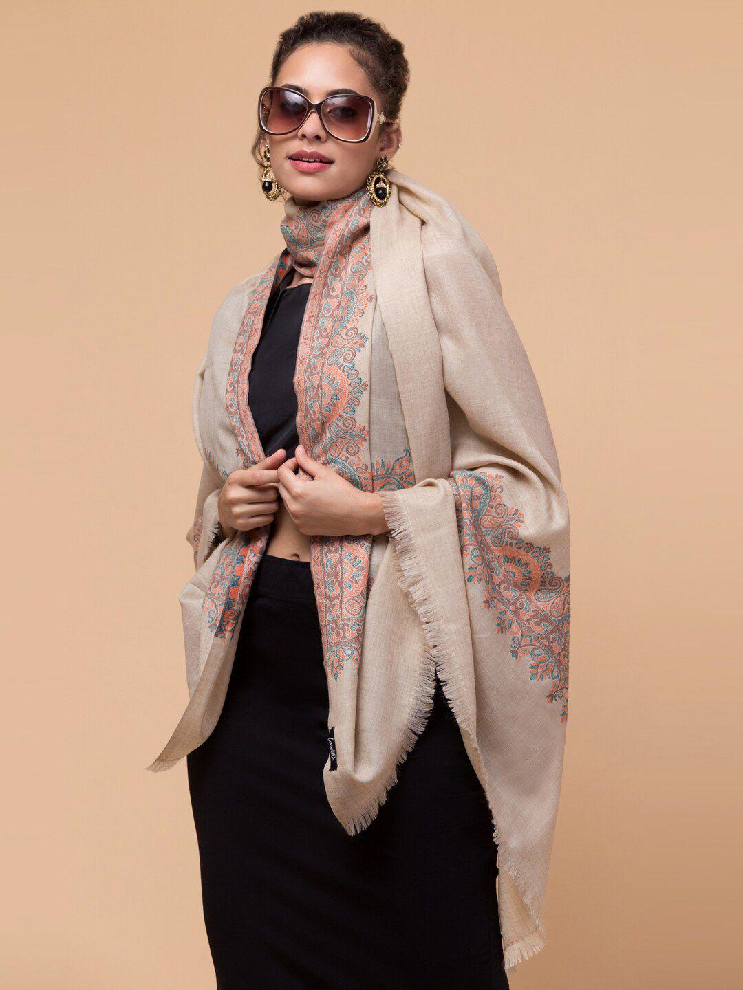 tweedle ethnic motif printed pashmina style woolen shawl