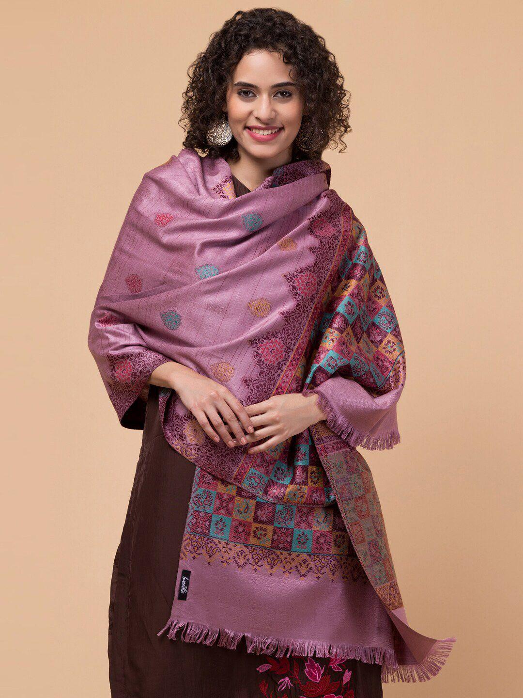 tweedle ethnic motifs woven-design wollen shawl