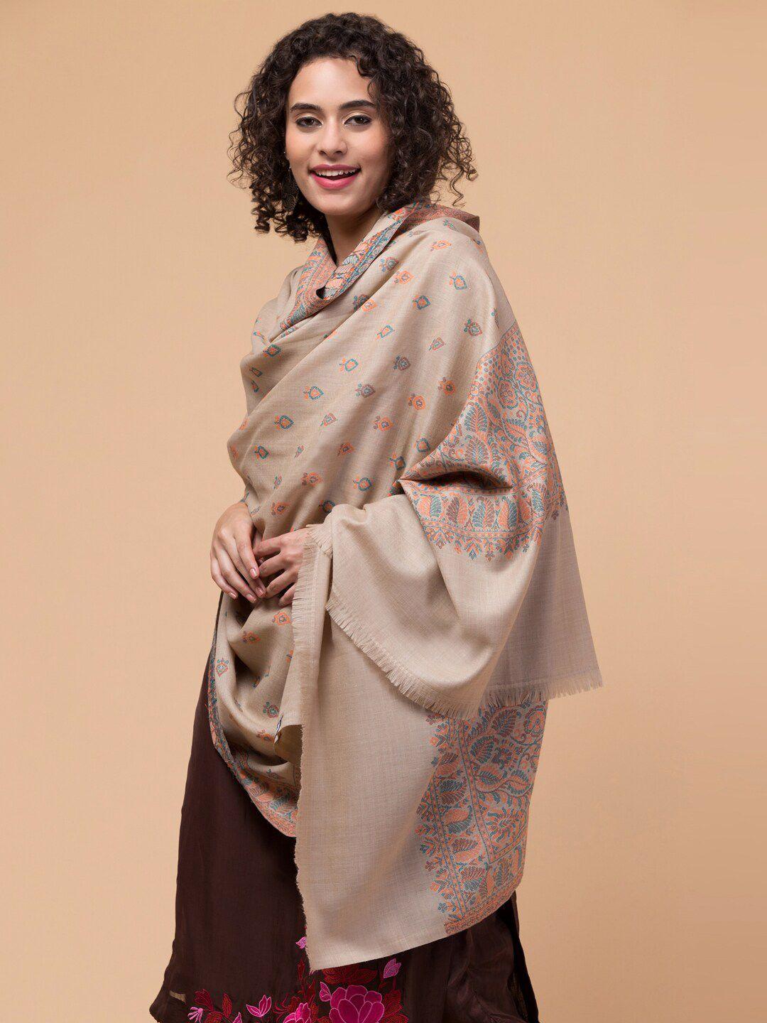 tweedle floral printed pashmina style woolen shawl