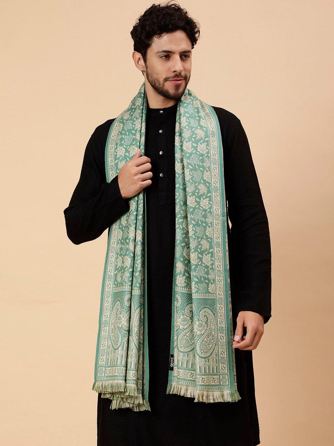 tweedle men ethnic motifs woven design woollen shawl