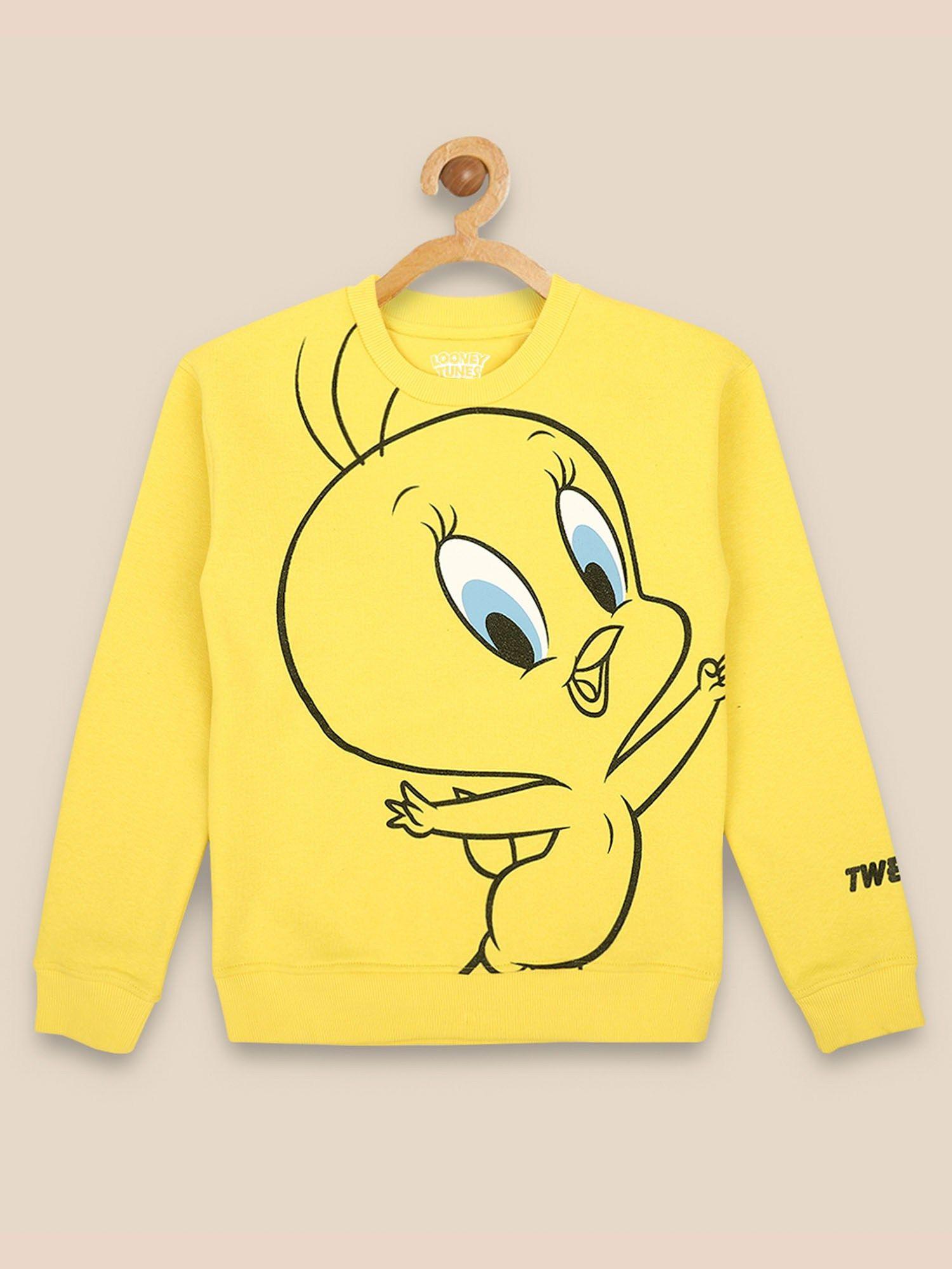 tweety printed yellow sweatshirt for girls