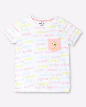 tweety print round-neck t-shirt