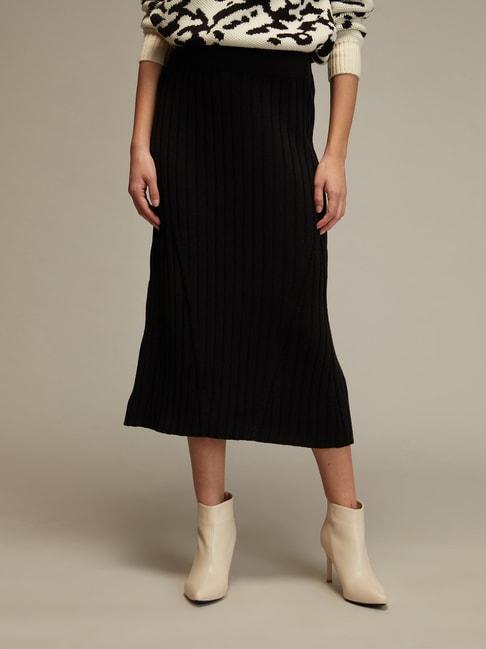 twenty dresses black self design skirt