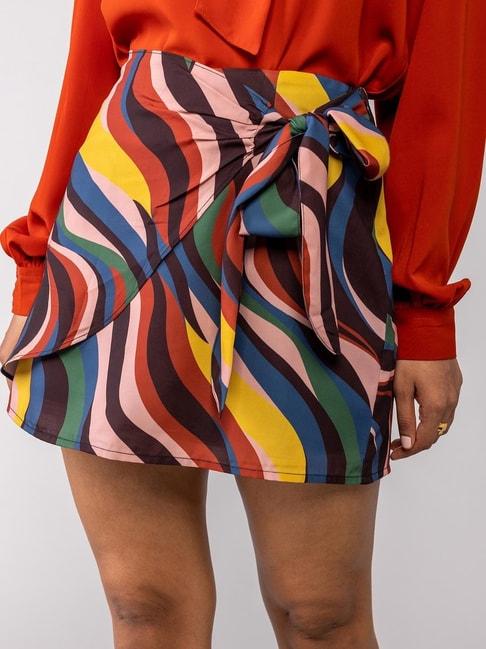 twenty dresses multicolored printed wrap skirt