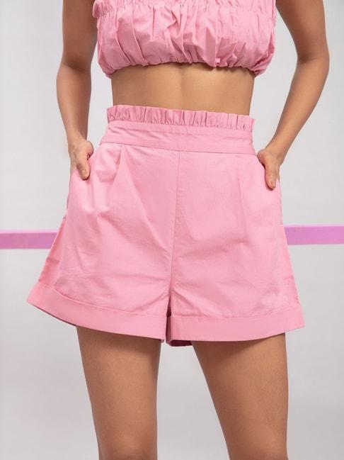 twenty dresses pink cotton mid rise shorts