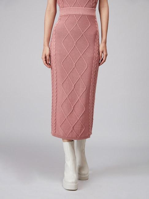 twenty dresses pink self design skirt
