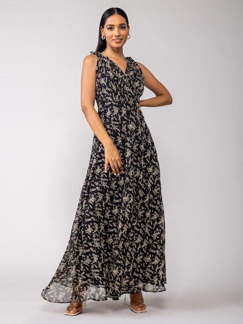 twenty dresses black floral print maxi dress