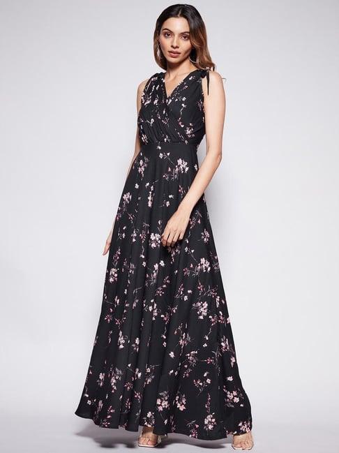 twenty dresses black floral print maxi dress