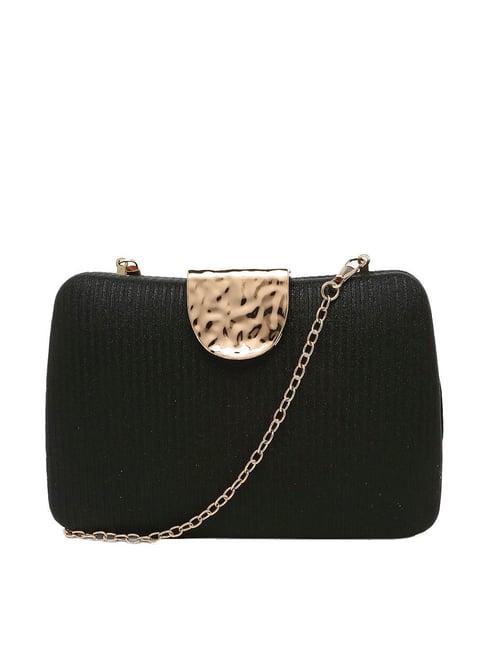 twenty dresses black solid clutch