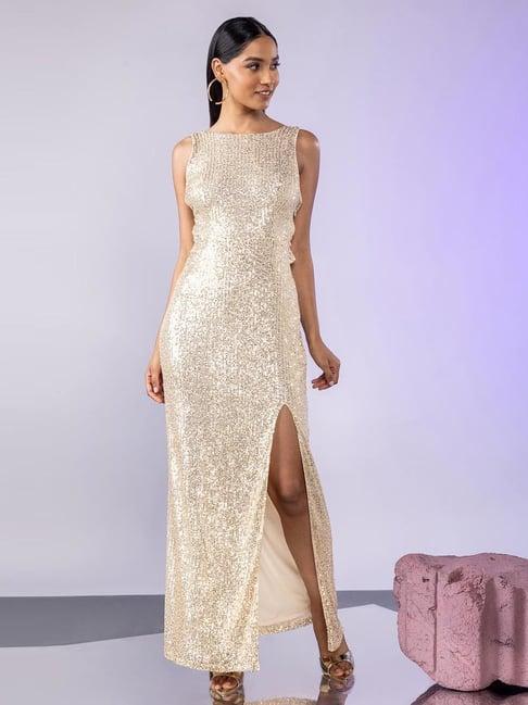 twenty dresses golden embellished maxi dress