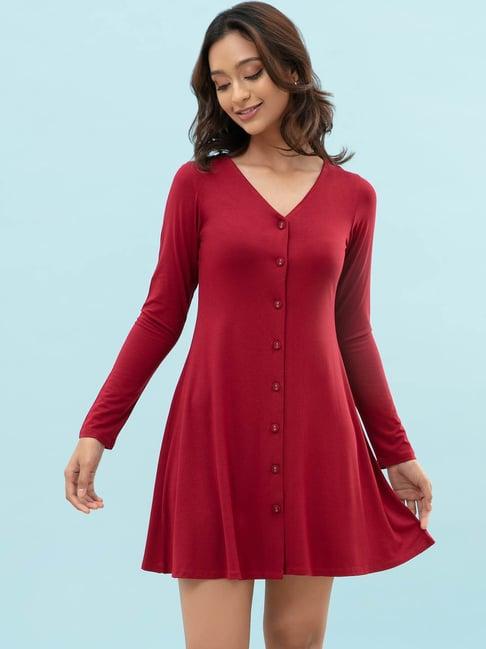 twenty dresses maroon shirt dress