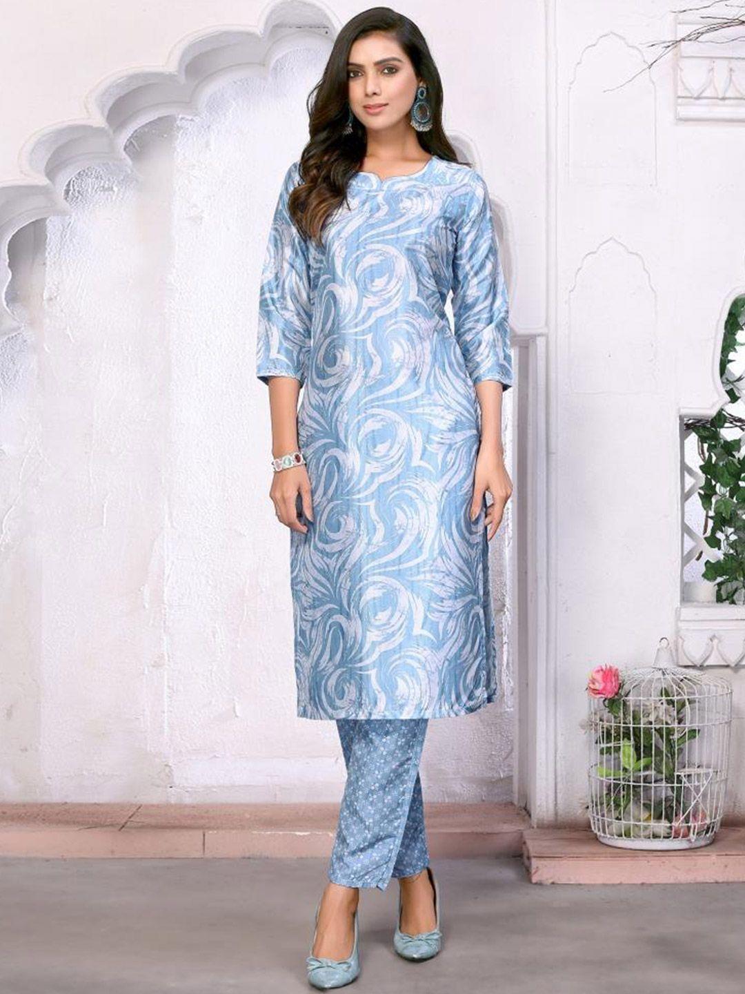 twika abstract printed straight kurta with trousers